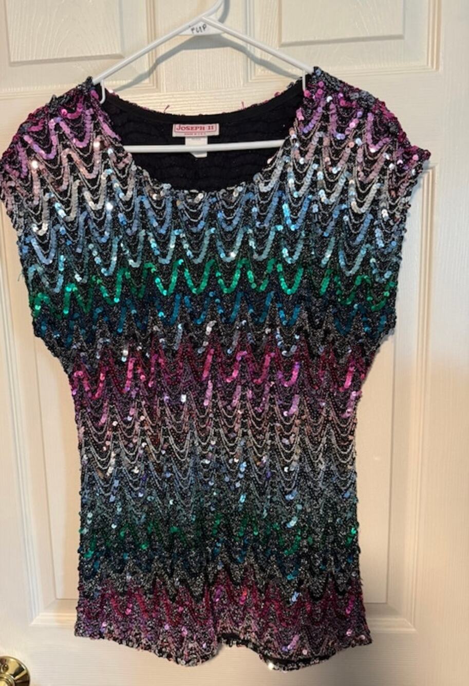Bob Mackie Wearable Art Black zip up top /light jacket w/ rope style design